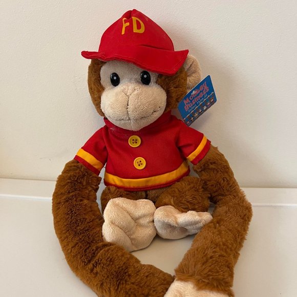 Plush Hanging Monkey - Fireman Fire Department - NWT - Picture 1 of 2